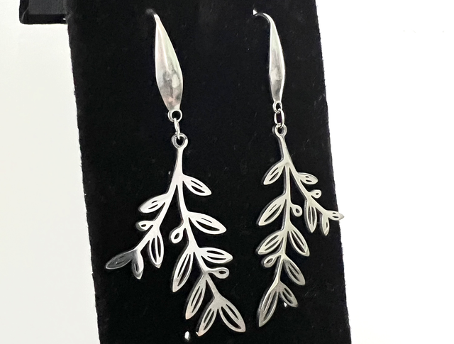 Stainless Steel Leaf Drop Earrings