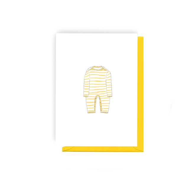 Yellow Baby Grow - Illustrated New Baby Card 
