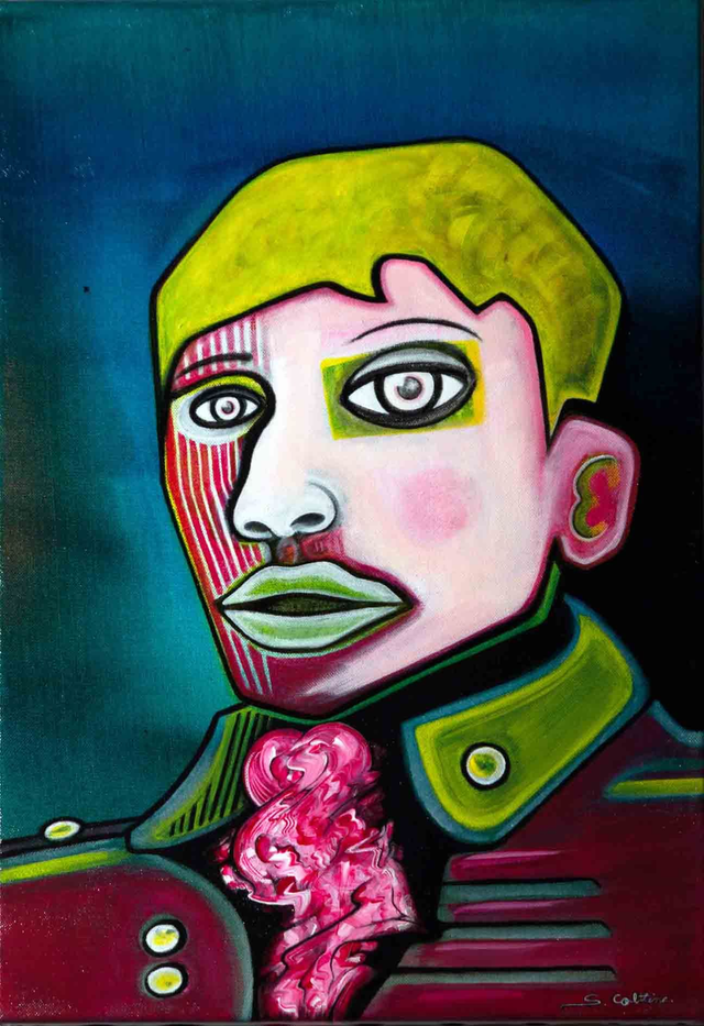 Reprographie A4 : "Autoportrait à la perruque" Encadrée.