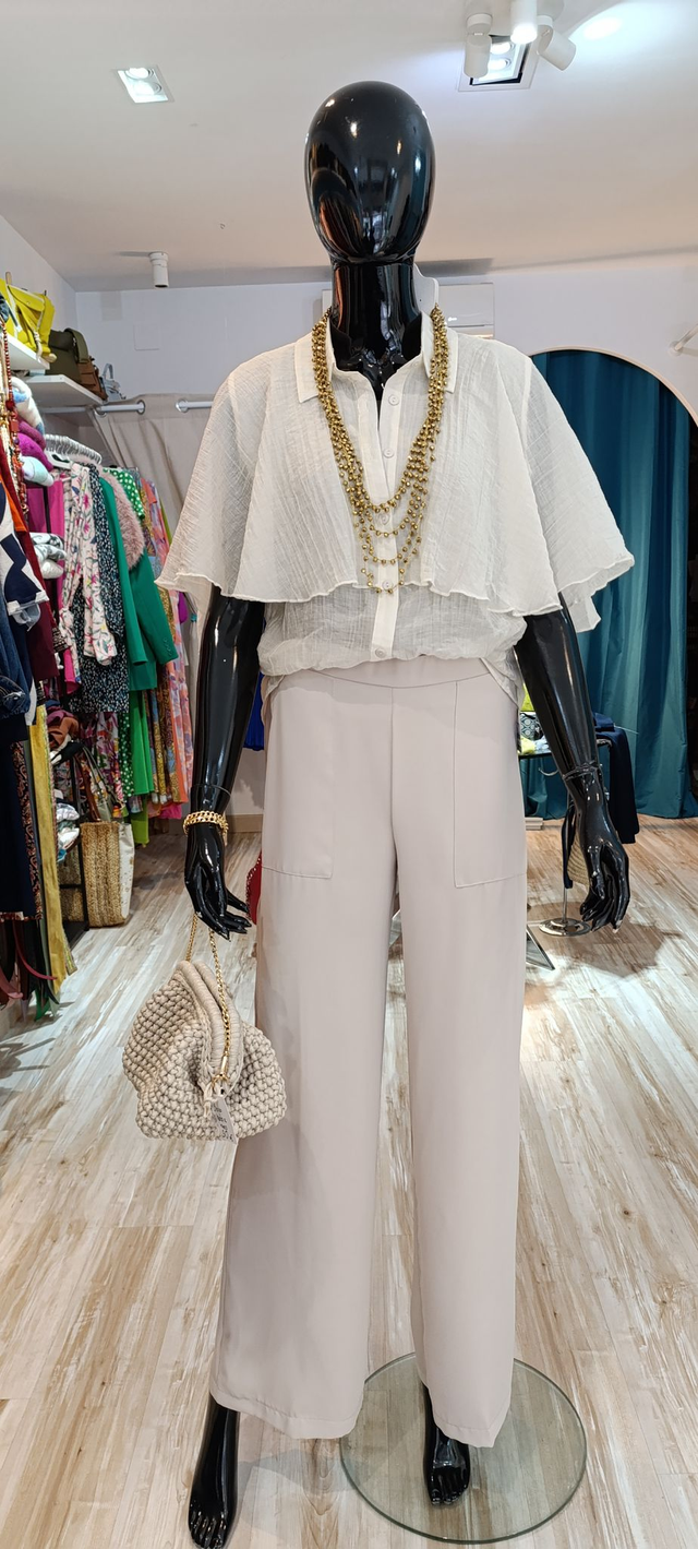 Camisa capa gasa color crema