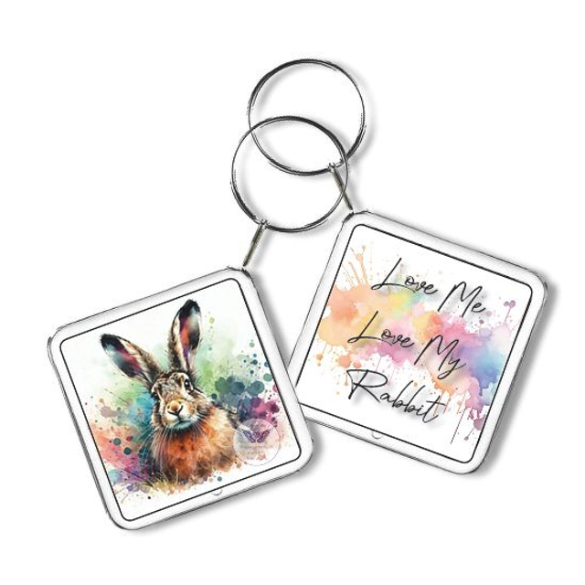 Artistic rabbit image Square Keyring (R04)