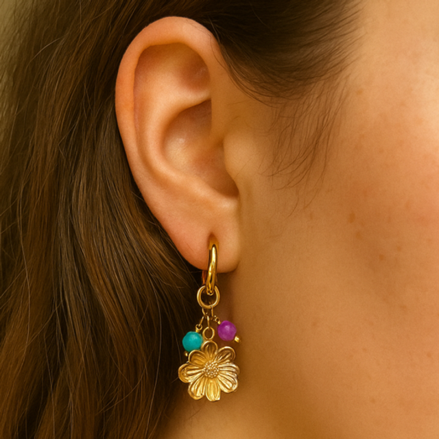 Oorbellen bloem goud 