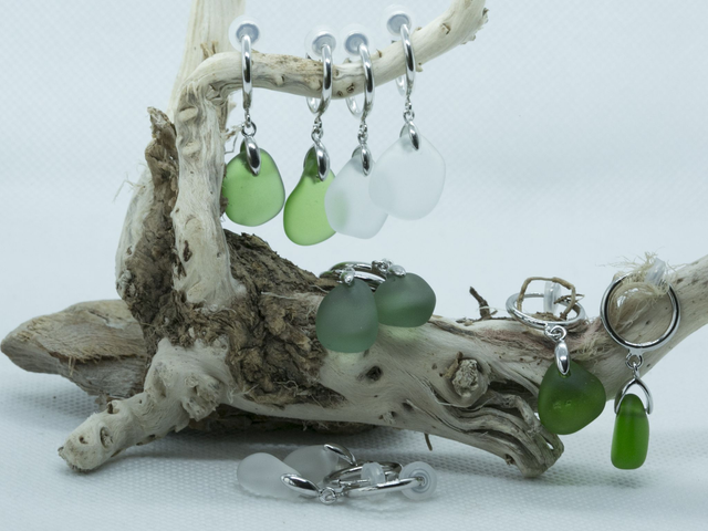 Clip on sea glass earrings (hoop style)