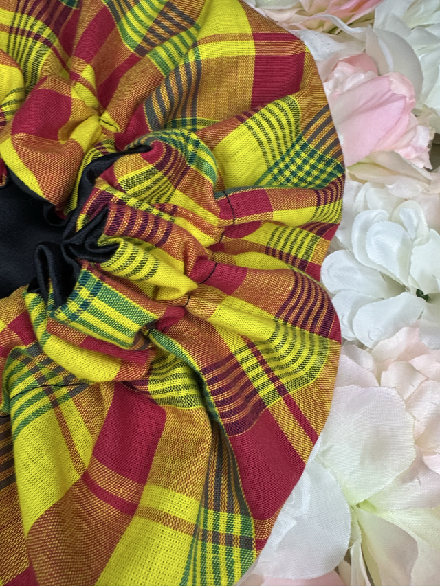 Bonnet Madras 100% Coton avec intérieur Satin - Fait main