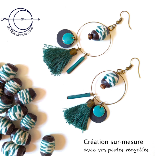 Prestations CREATIONS sur MESURE avec vos Perles recyclées, éléments naturels - Bien lire la description!