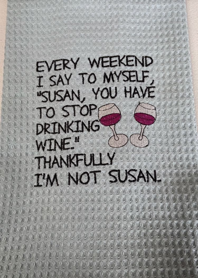 Embroidered tea towel - Every weekend