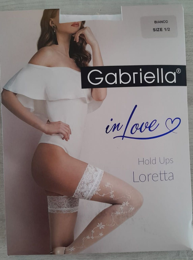 Bas blancs auto-portants fantaisie "Loretta"