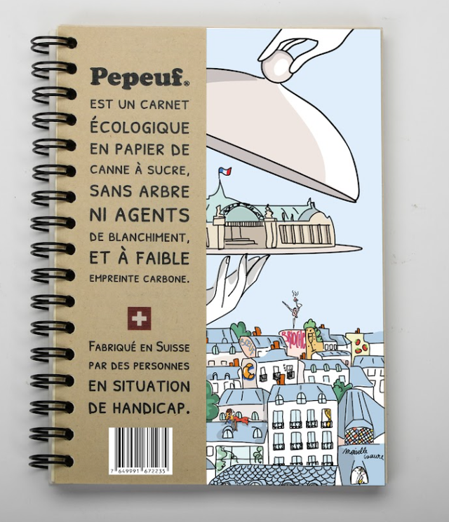 Carnet A6 de la marque Pepeuf portant une illustration faite par Moiselle Isaure appelée "Paris"