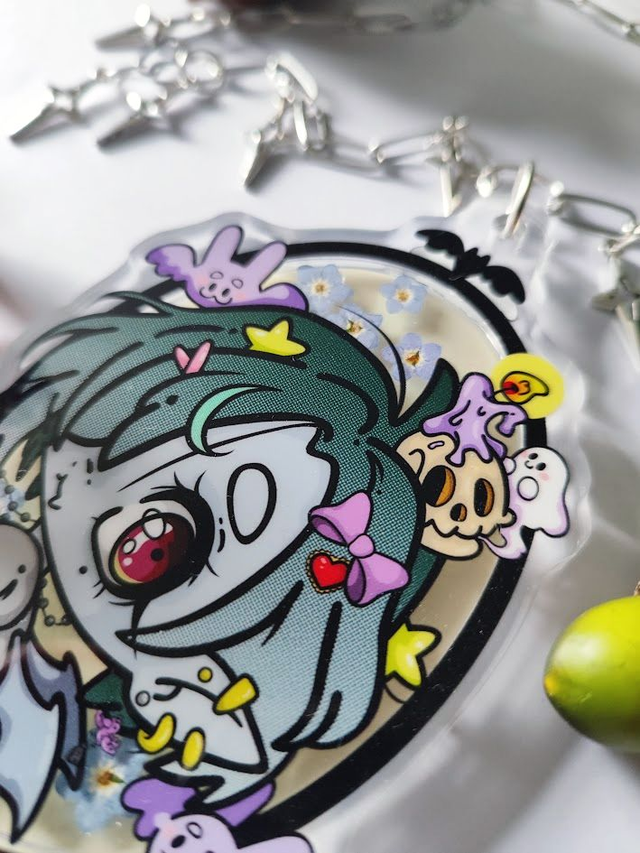 Vampire Girl and Forget-Me-Not with Stars Necklace - MADE TO ORDER