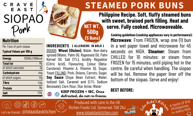 Steamed Pork Buns (Siopao), Frozen ready to heat | 5-PC in a pack