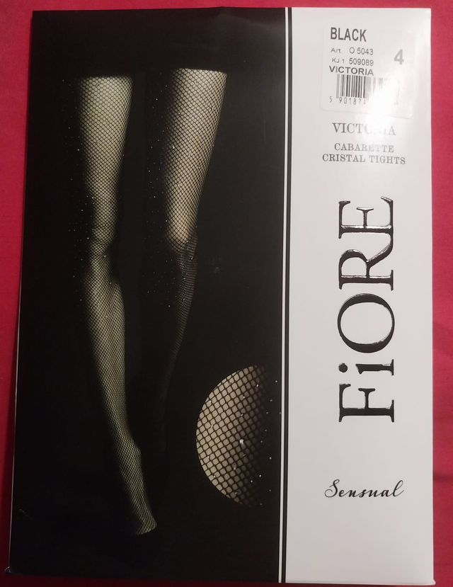 Collant noir résille à cristaux "Victoria"