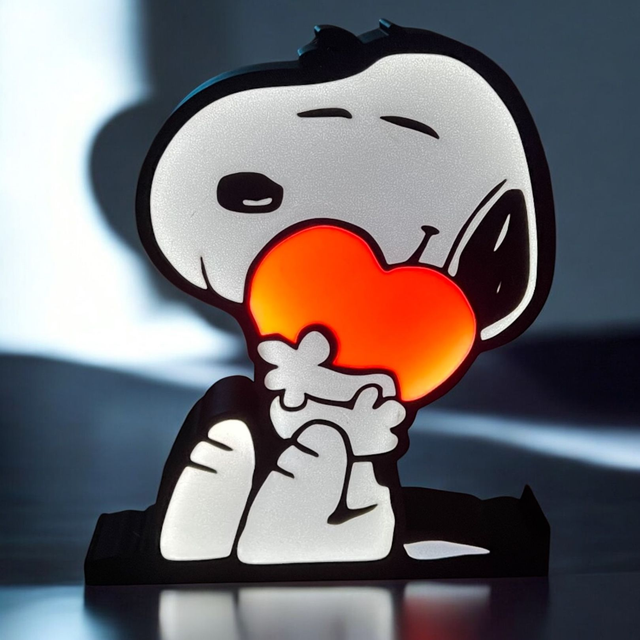 Lampe 3D Snoopy Cœur LED - Une touche de tendresse pour illuminer ton espace ! 