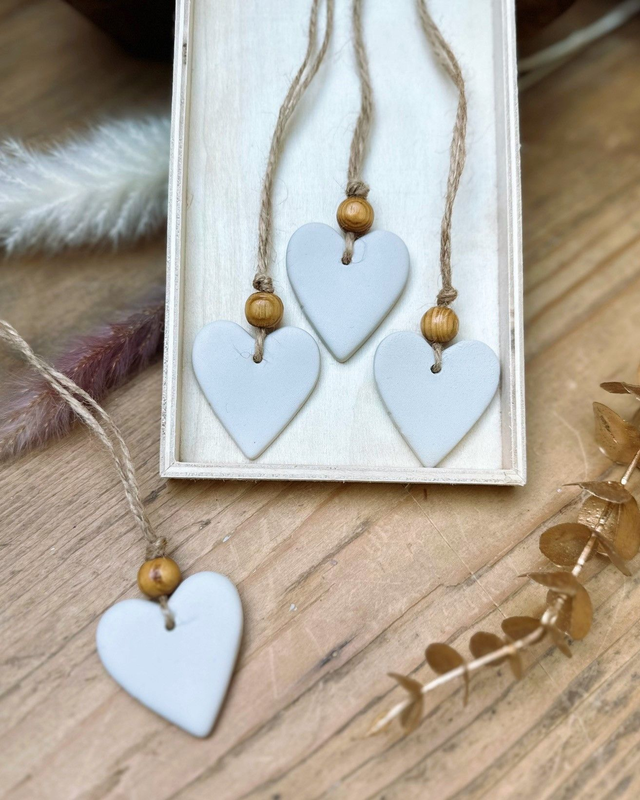 MON AMOUR, cœur en argile décoration à suspendre