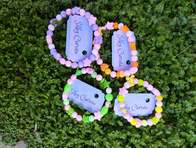 pink &amp; 💚💛🧡💜 bracelets