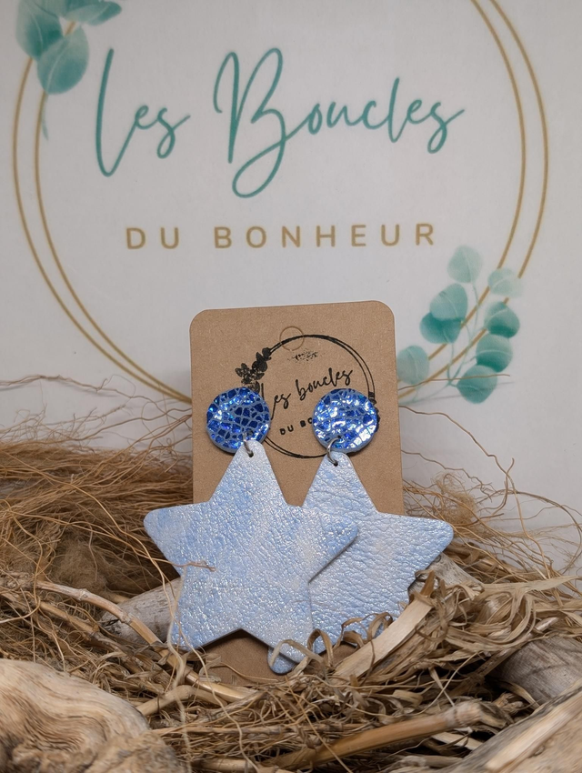 Boucles d&#039;oreilles bleu ciel Star s101 luxe 