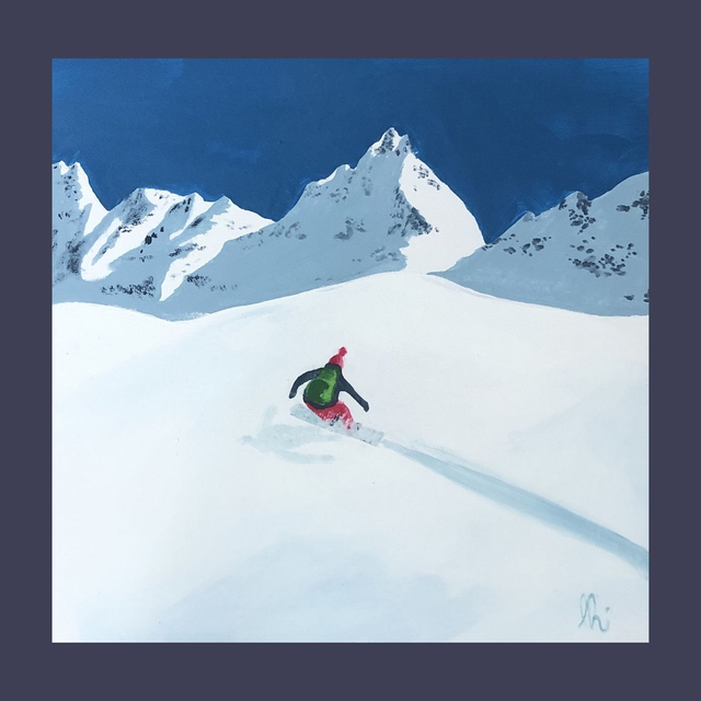 petit tableau ski 30-24 20X20cm