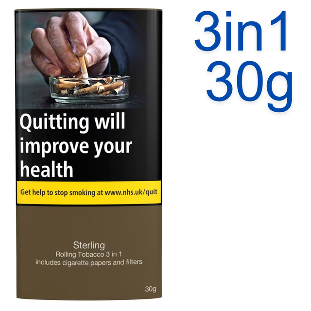 Sterling Rolling Tobacco 3in1 (Includes Cigarette Papers &amp; Filters), 30g