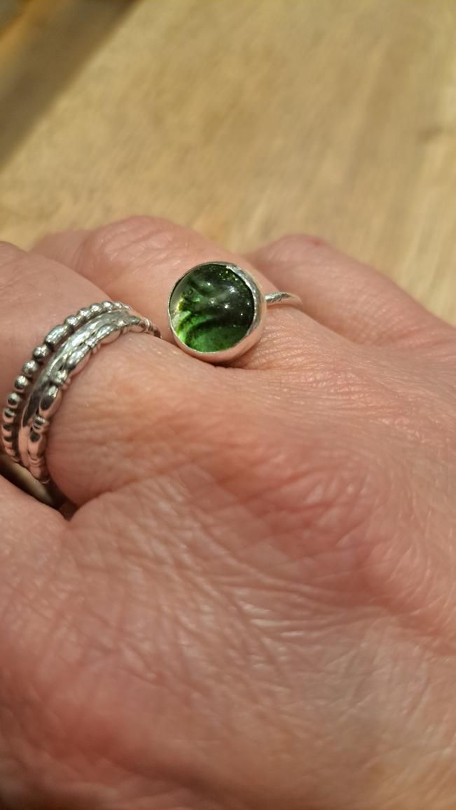 Aventurine green sterling silver ring 