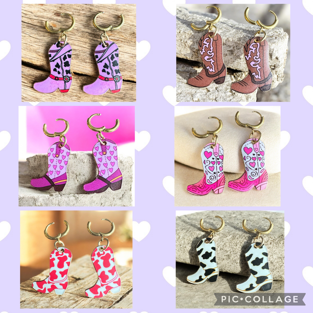 Metal Cowboy Boot Earrings 