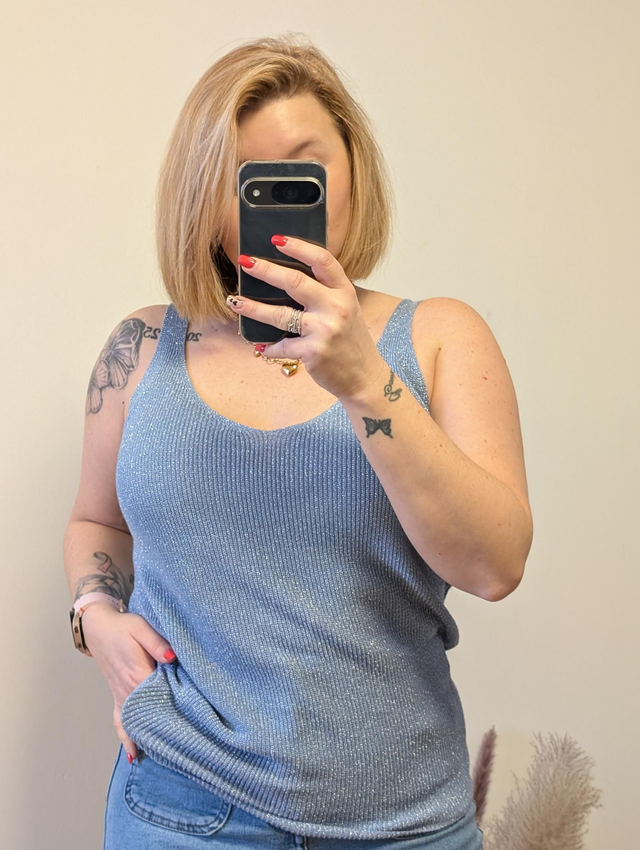 Top irisé Lou bleu ciel 