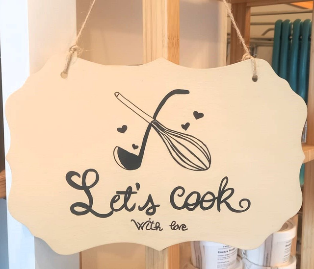 Targa in Legno 'Let's cook'