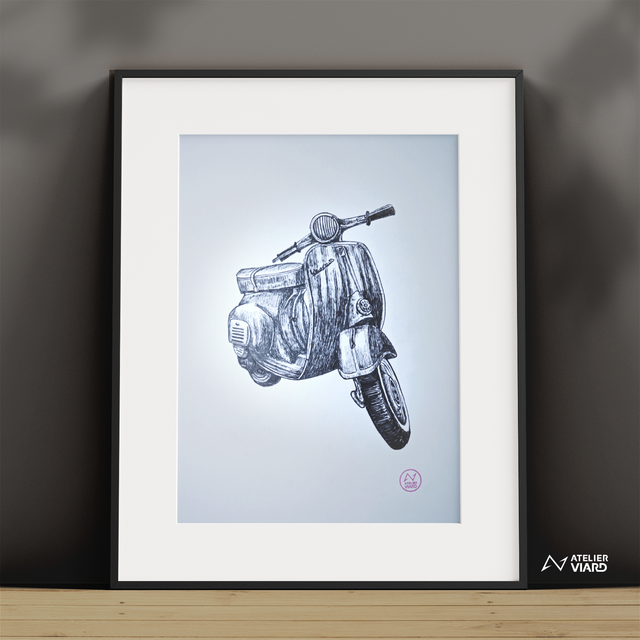 Véhicule VESPA - Dessin original (pièce unique) 