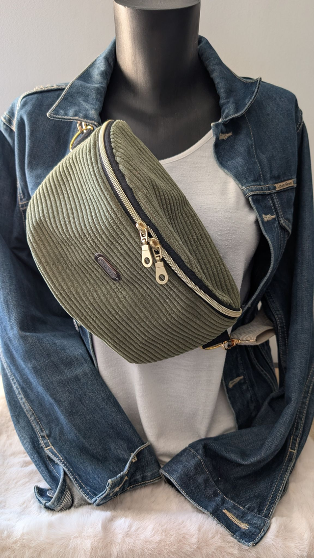 Sac Banane en Velours Côtelé kaki 