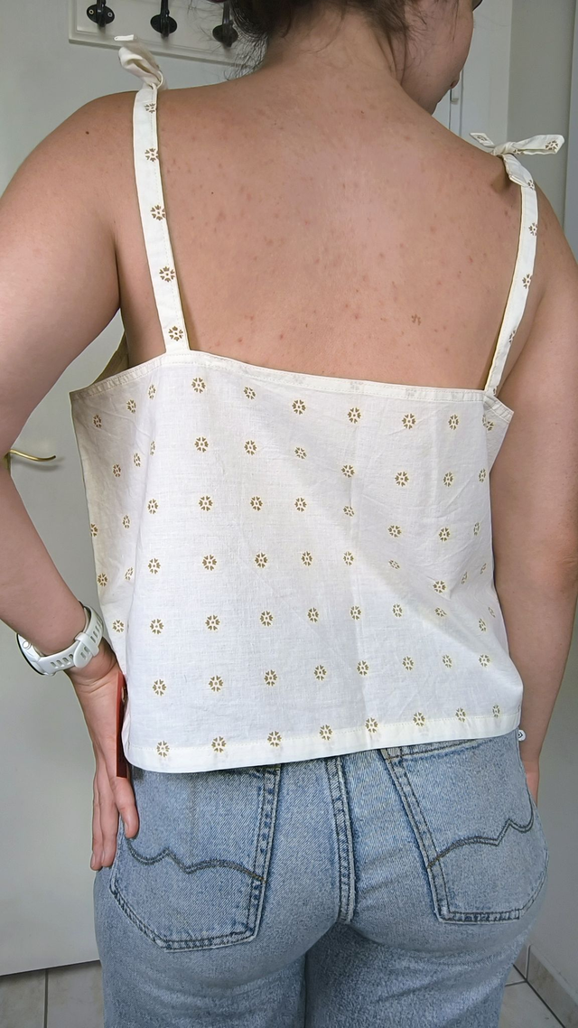 Top beige fleurs marron - Taille 2