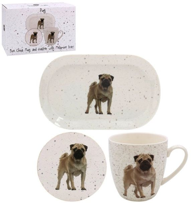 PUG MUG, COASTER AND TRAY