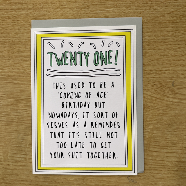 Twenty One birthday card
