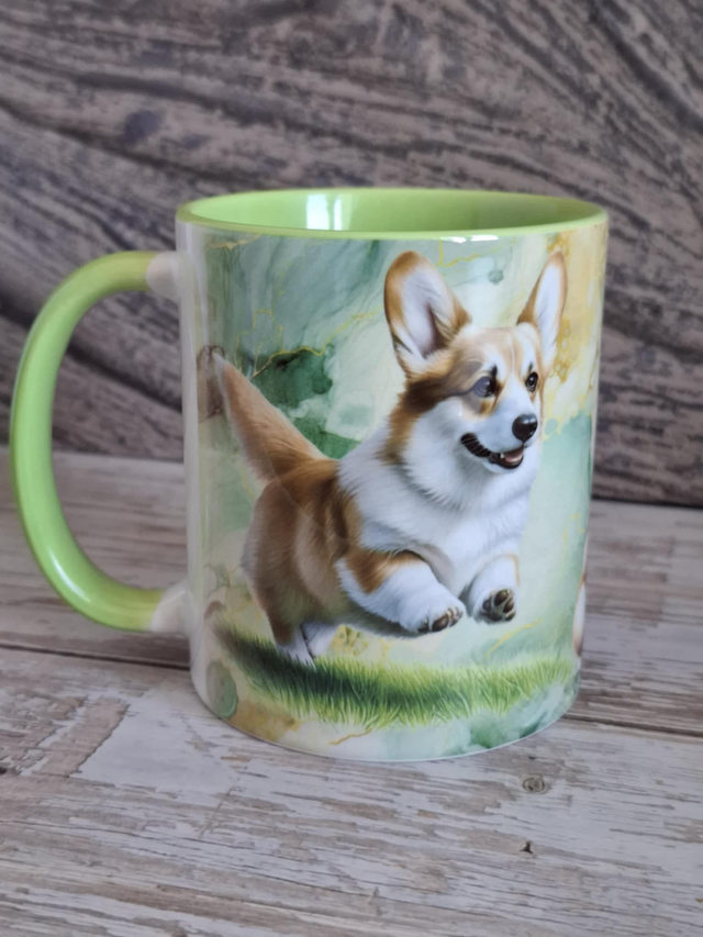 Mug vert marbré corgi