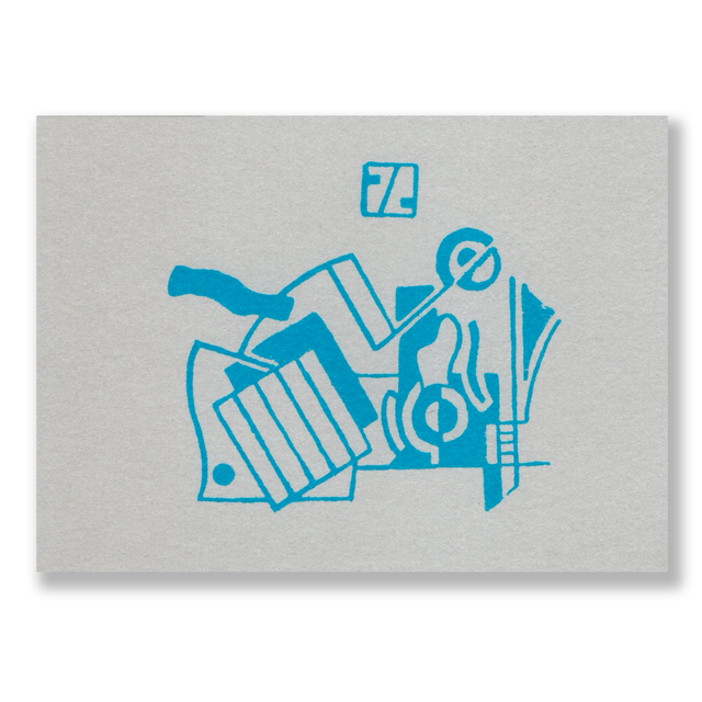 Postkaart JC Zilver en blauw