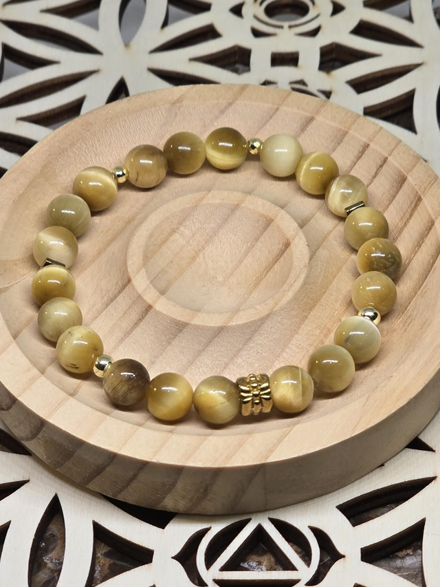 Bracelet Œil de tigre doré 0,8 cm 