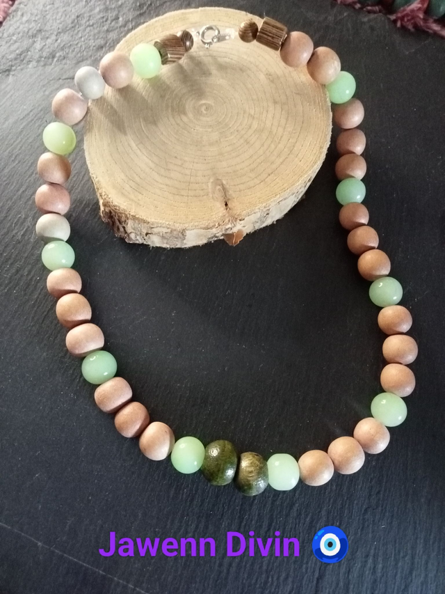 Collier perles de bois et aventurine