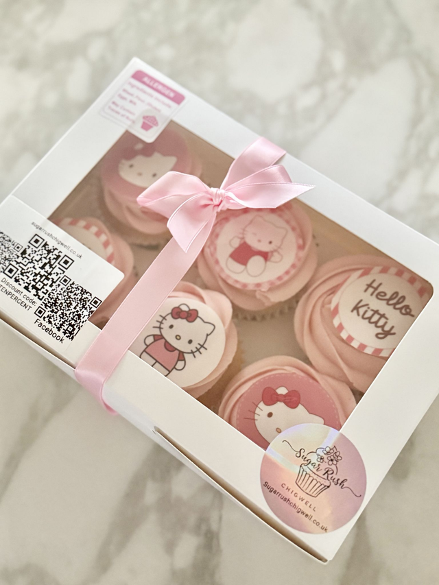 Hello Kitty Pink Birthday Cupcakes