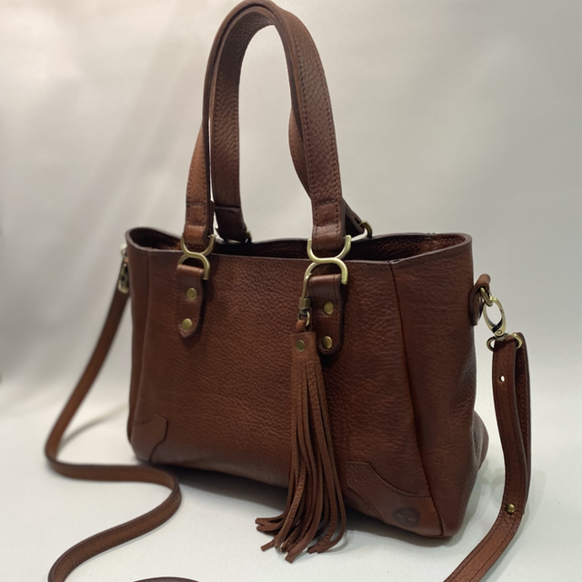 Eve in chestnut brown cow hide 