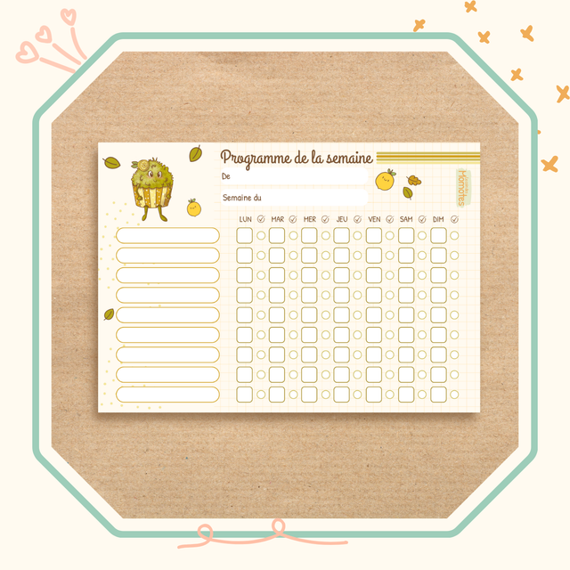 Planificateur de tâches enfant citronné – Ma semaine en autonomie 