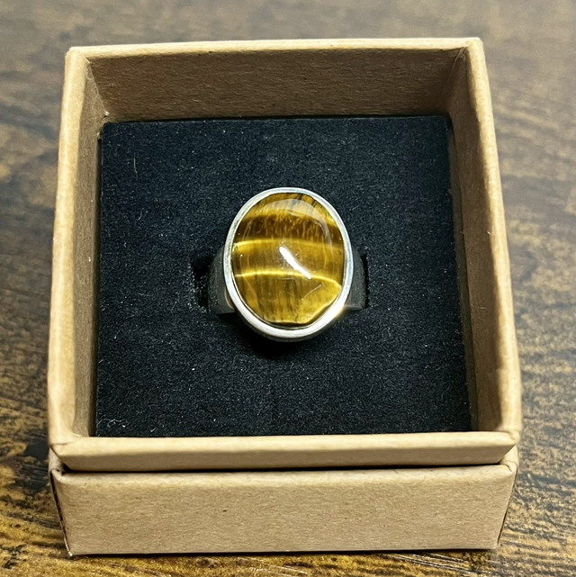 Bague en argent et Œil de Tigre - Taille 52