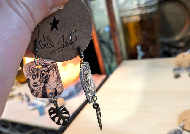 Coati, boucles d'oreilles, avec breloque