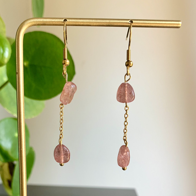 Boucle d’oreille Maë Quartz fraise 