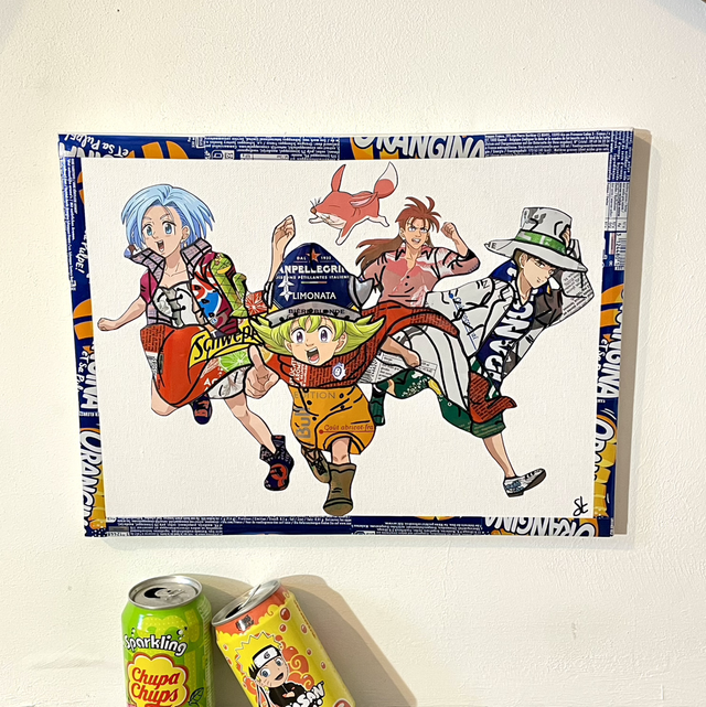 Tableau 30x40 cm réalisé avec des canettes recyclées 