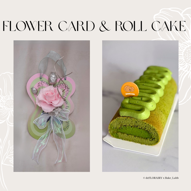 Pink: Words Can't Express How Beautiful You Are Flower Card & Roll Cake | Direct Home Delivery | 4 Days in Advance