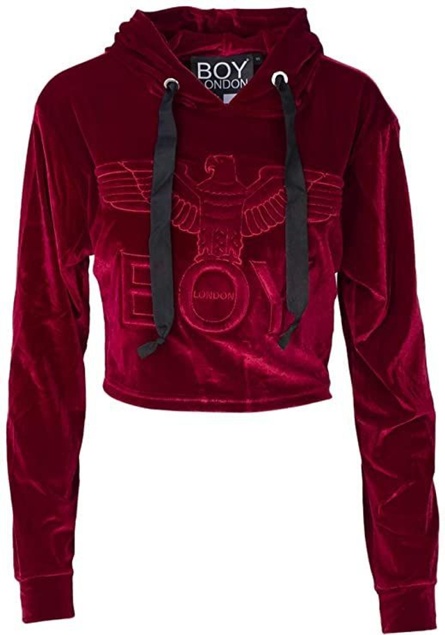 2023AA01 - FELPA BOY LONDON CAPPUCCIO CROPPED STAMPA IN RILIEVO