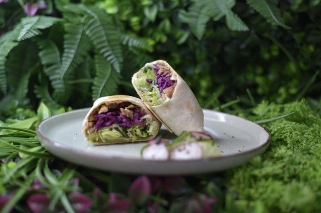 Veg Pulled Eggplant Wrap