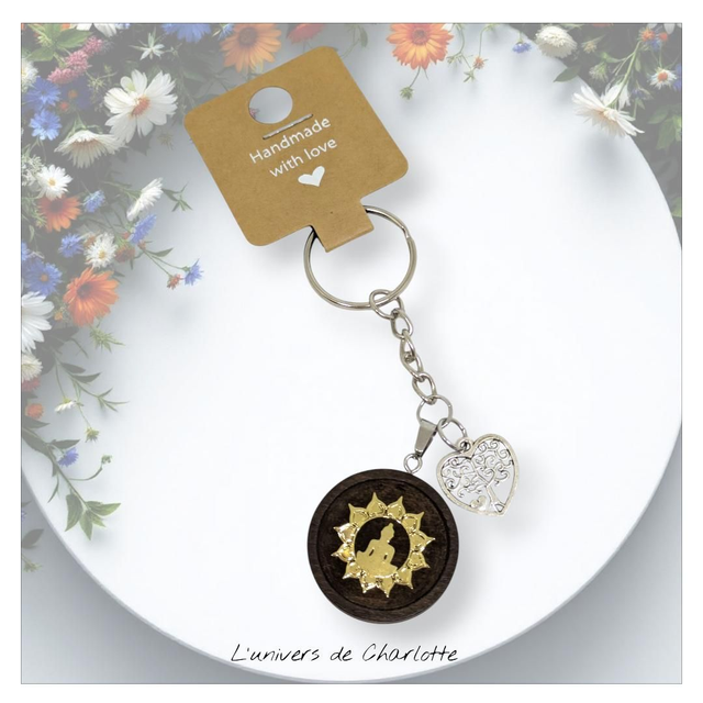 Porte-clés "Bouddha" bois PC-022