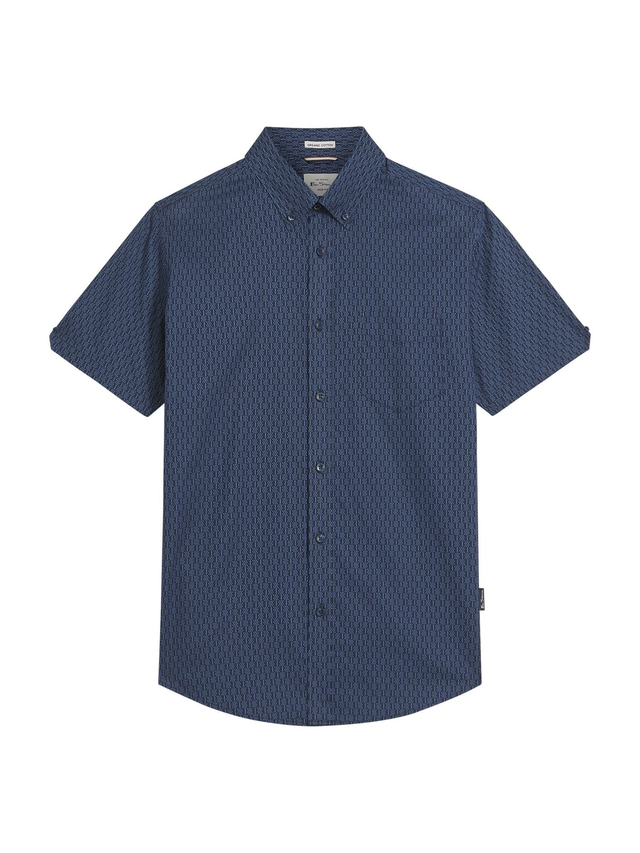 Ben Sherman 1013075 Mono Geo Print Shirt - Cobalt