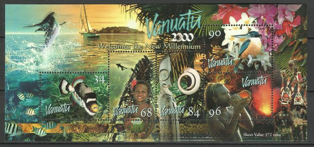 Vanuatu 1999 New Millennium,Bird,Fishes Sheetlet MNH