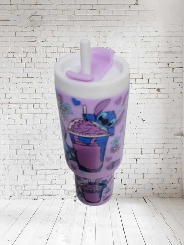 Porte cles gourde stitch violet boisson