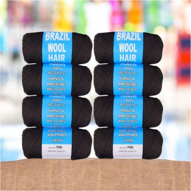 Brazil Wool Hair – 100% Acrylic Knitting Yarn 70g | Braided &amp; Fashion
