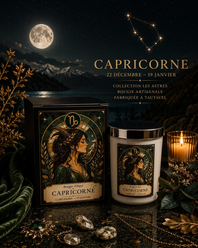 Bougie Zodiaque Capricorne – Cachemire &amp; Soie – 160 g
